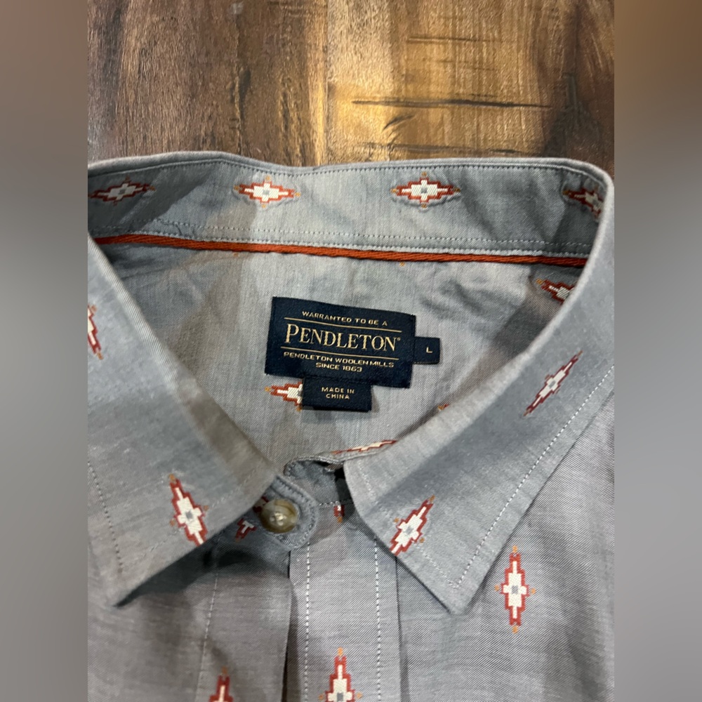Pendleton Blue Patterned Men's Shirt - image 2